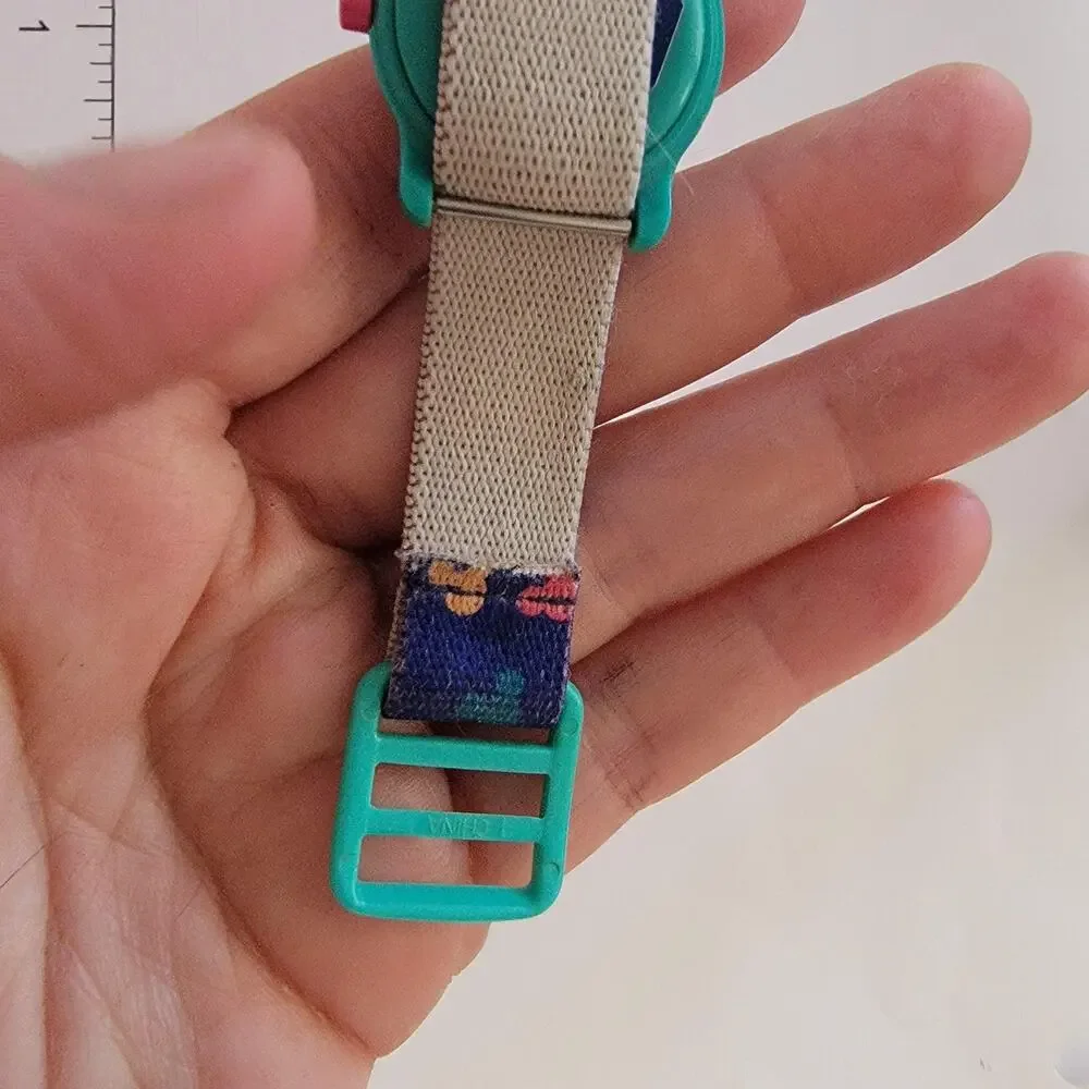 Lorus Mickey Mouse Girls Watch Green Case White Dial Blue Nylon Strap Quartz